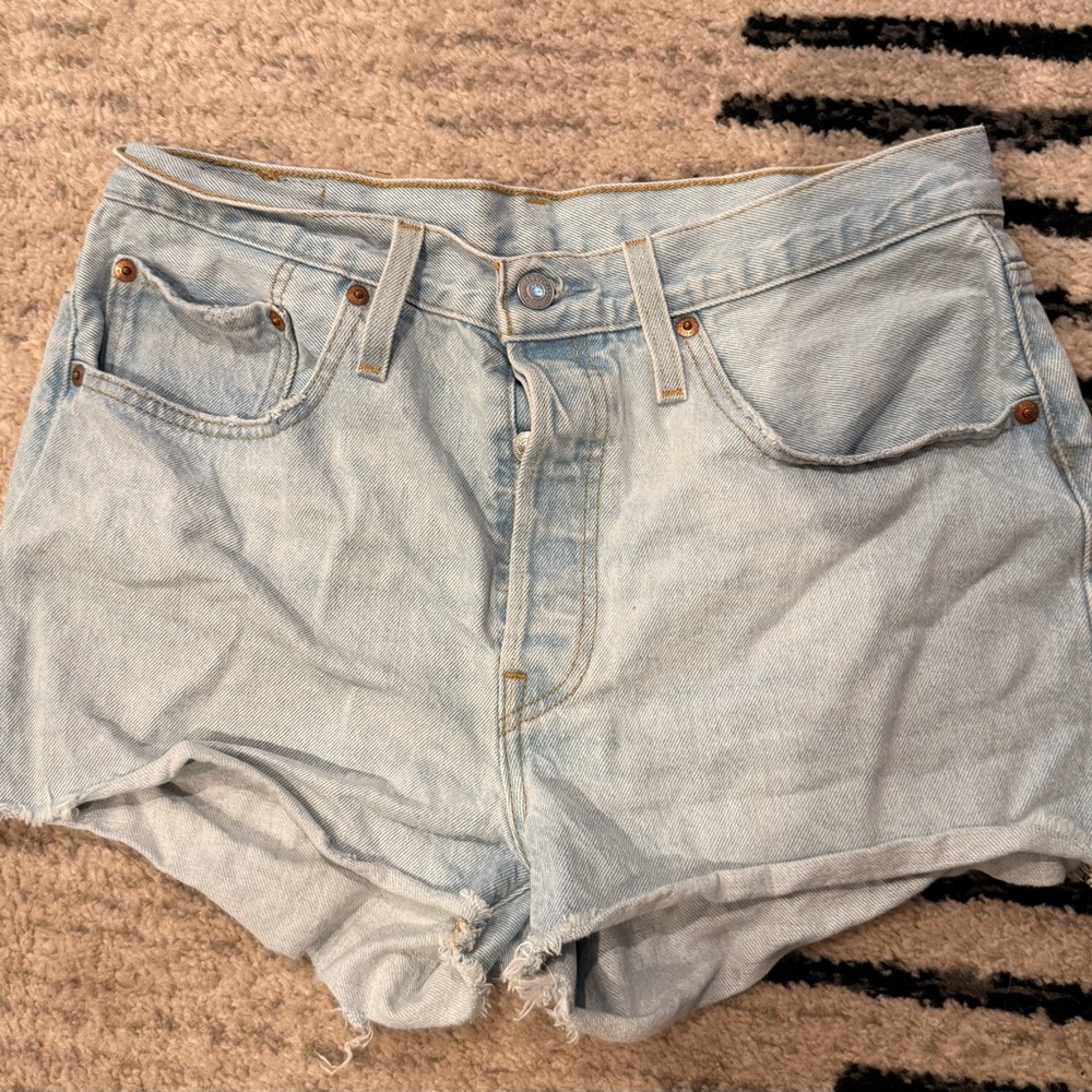 Levi's Blue Jean Shorts Distressed High-Waisted